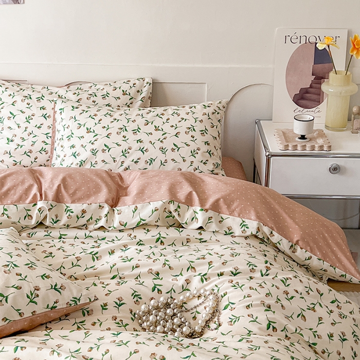 91家纺网 家纺一手货源 找家纺 希文 2023新款13372全棉印花四件套-恋语系列 凡尔赛