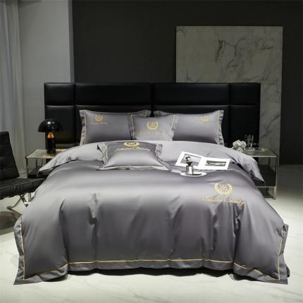 八十八家纺 2023新款长绒棉绣花四件套-博吉系列 博吉-高级灰