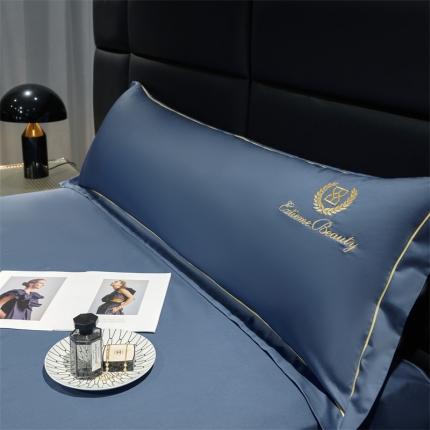 91家纺网 家纺一手货源 找家纺 八十八 2023新款长绒棉绣花博吉系列长枕套 博吉-宝石蓝