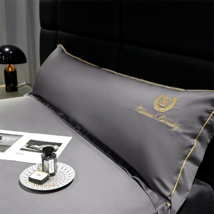 91家纺网 家纺一手货源 找家纺 八十八2023新款长绒棉绣花博吉系列长枕套  博吉-高级灰