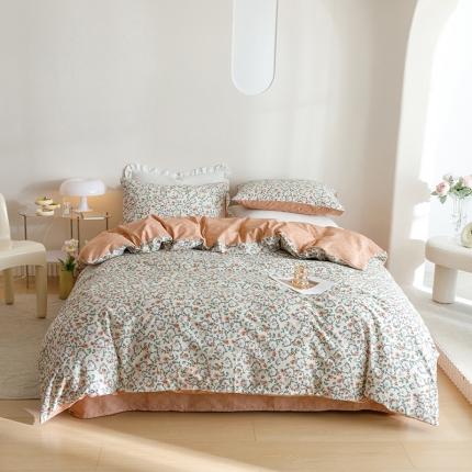 91家纺网 家纺一手货源 找家纺 沐棉家居 2023新款13372小清新全棉印花四件套 繁花