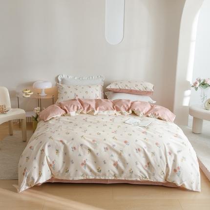 91家纺网 家纺一手货源 找家纺 沐棉家居 2023新款13372小清新全棉印花四件套 花舞