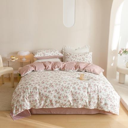 91家纺网 家纺一手货源 找家纺 沐棉家居 2023新款13372小清新全棉印花四件套 花妍