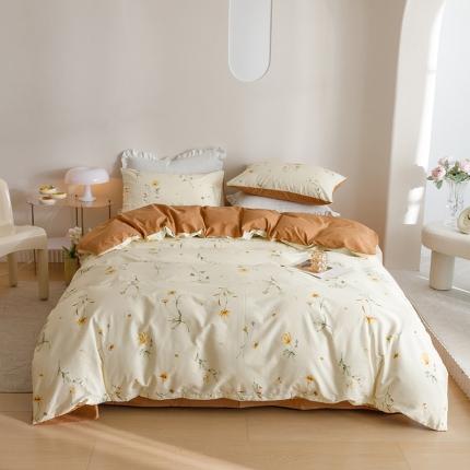 91家纺网 家纺一手货源 找家纺 沐棉家居 2023新款13372小清新全棉印花四件套 秋水伊人