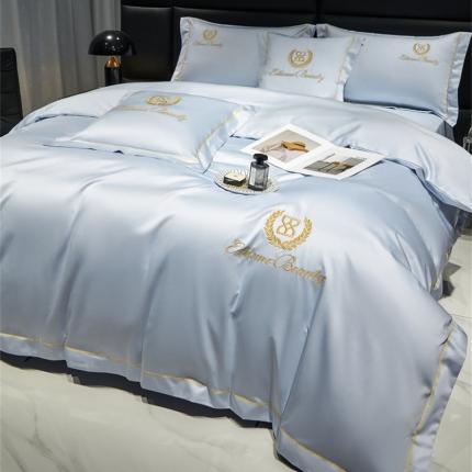 91家纺网 家纺一手货源 找家纺 八十八 2023新款长绒棉绣花博吉系列被套 博吉-婴儿蓝