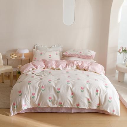 91家纺网 家纺一手货源 找家纺 沐棉家居 2023新款13372小清新全棉印花四件套 小幸运