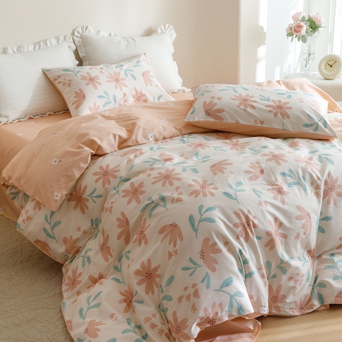 91家纺网 家纺一手货源 找家纺 沐棉家居 2023新款13372小清新全棉印花四件套 初见