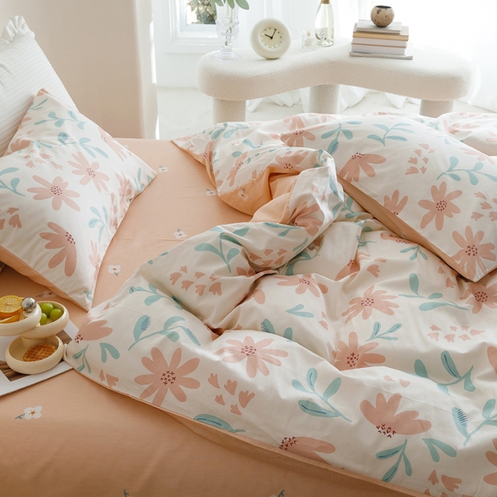 91家纺网 家纺一手货源 找家纺 沐棉家居 2023新款13372小清新全棉印花四件套 初见