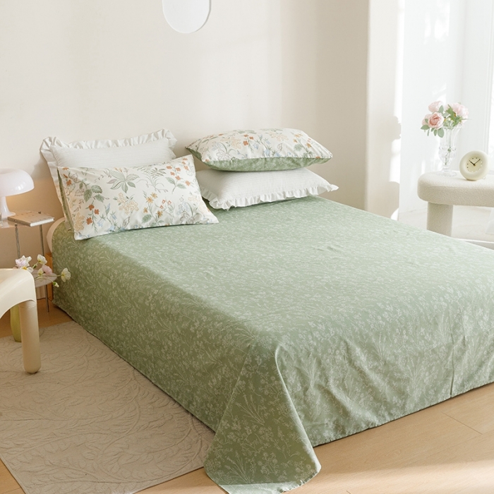 91家纺网 家纺一手货源 找家纺 沐棉家居 2023新款13372小清新全棉印花四件套 春色