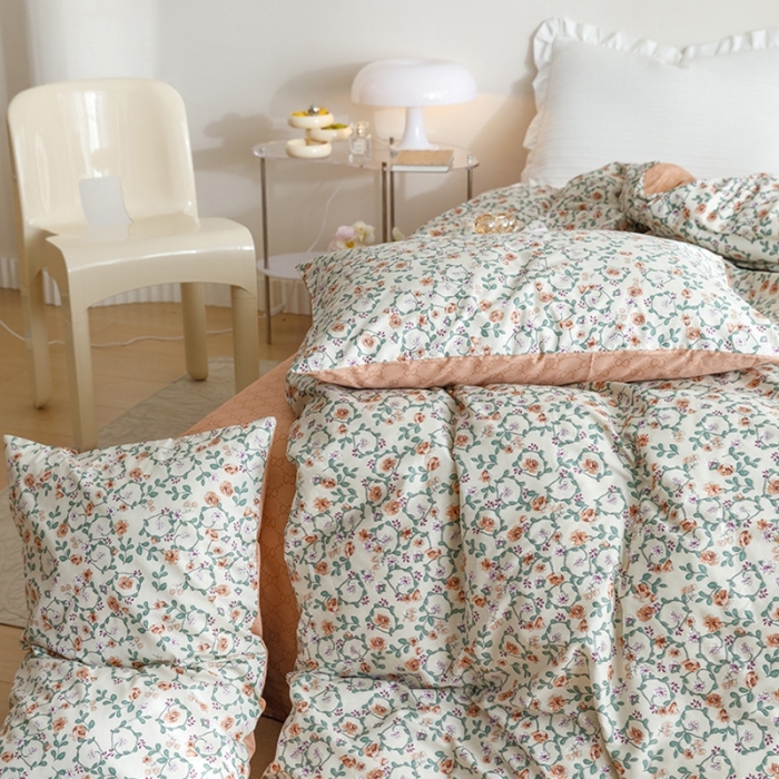 91家纺网 家纺一手货源 找家纺 沐棉家居 2023新款13372小清新全棉印花四件套 繁花