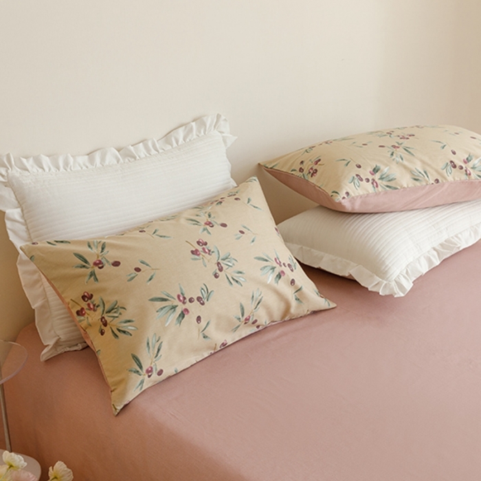 91家纺网 家纺一手货源 找家纺 沐棉家居 2023新款13372小清新全棉印花四件套 橄榄枝