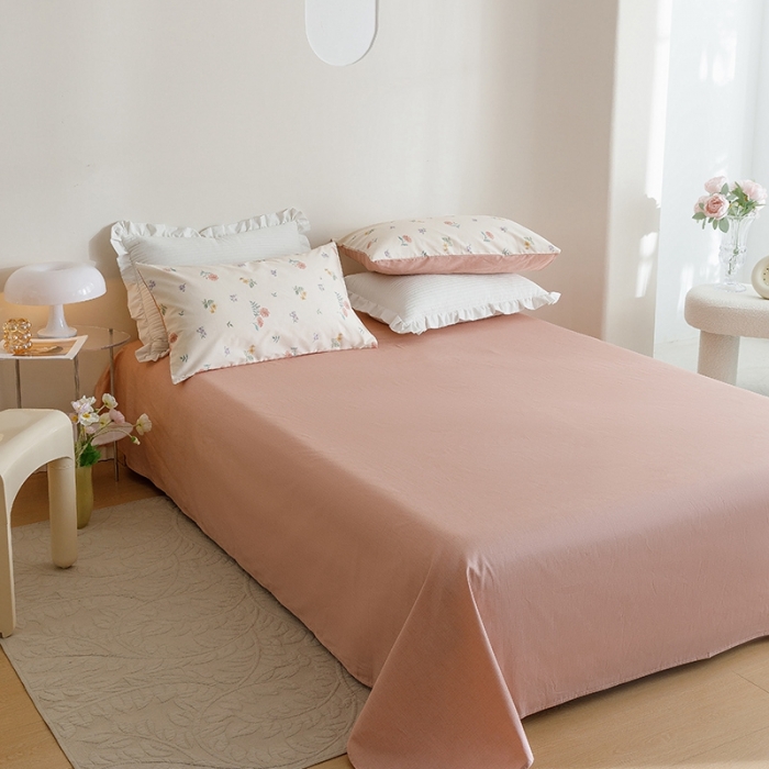 91家纺网 家纺一手货源 找家纺 沐棉家居 2023新款13372小清新全棉印花四件套 花舞