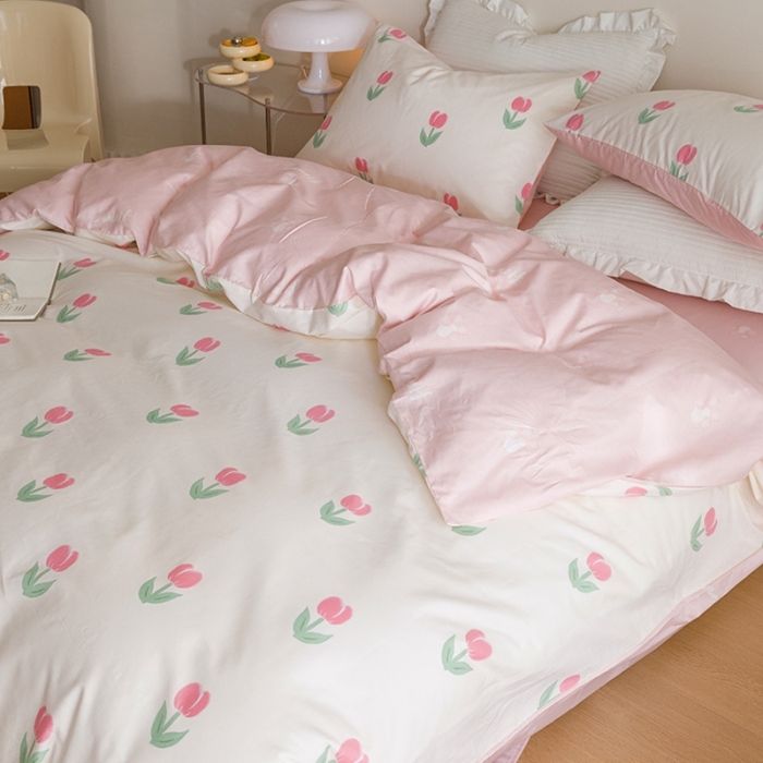 91家纺网 家纺一手货源 找家纺 沐棉家居 2023新款13372小清新全棉印花四件套 小幸运