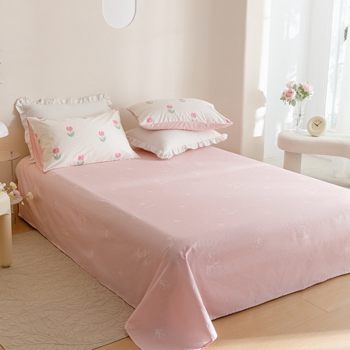 91家纺网 家纺一手货源 找家纺 沐棉家居 2023新款13372小清新全棉印花四件套 小幸运