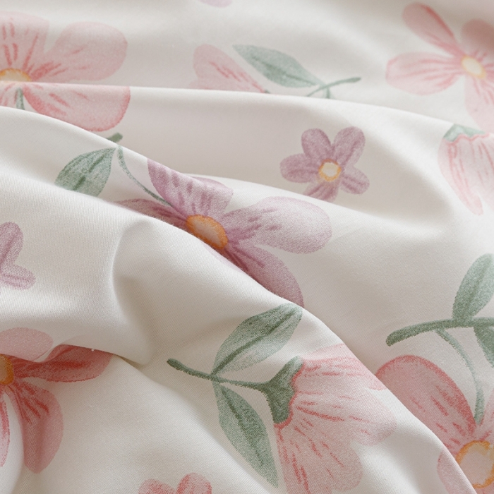 91家纺网 家纺一手货源 找家纺 沐棉家居 2023新款13372小清新全棉印花四件套 萱花