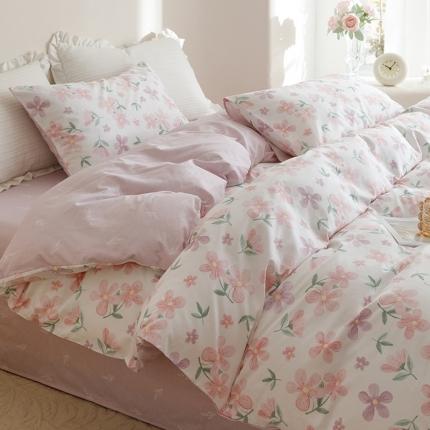 沐棉家居 2023新款13372小清新全棉印花四件套 萱花