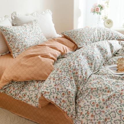 沐棉家居 2023新款13372小清新全棉印花四件套 繁花