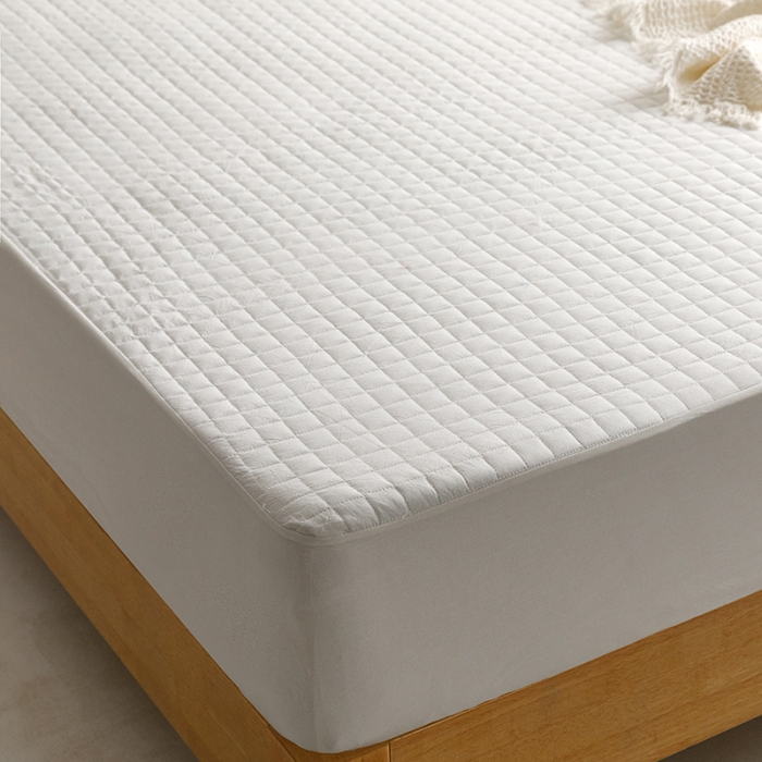 91家纺网 家纺一手货源 找家纺 忘忧草 2023新款全棉色织水洗棉夹棉床笠纯棉无印风格纯色 格韵-雅白