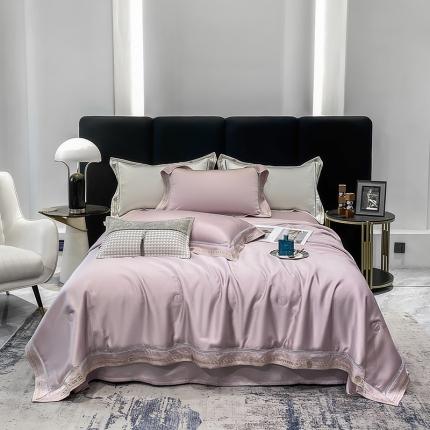 91家纺网 家纺一手货源 找家纺 （总）娇逸 2025新款60支天丝素色绣边镂空款夏被-奈斯