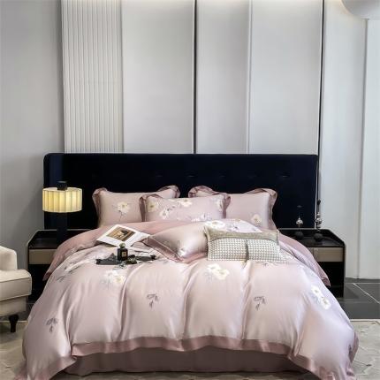 91家纺网 家纺一手货源 找家纺 娇逸 2023新款60天丝印花系列四件套 锦清