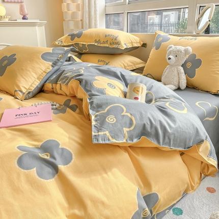 铭成家纺 2024新款全棉小清新系列四件套（预留缩水） 花怡梦-黄