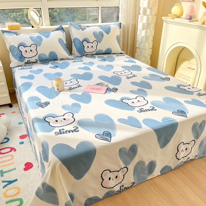 91家纺网 家纺一手货源 找家纺 铭成家纺 2024新款全棉小清新系列单床单 波波熊