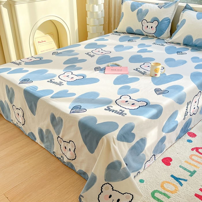 91家纺网 家纺一手货源 找家纺 铭成家纺 2024新款全棉小清新系列单床单 波波熊