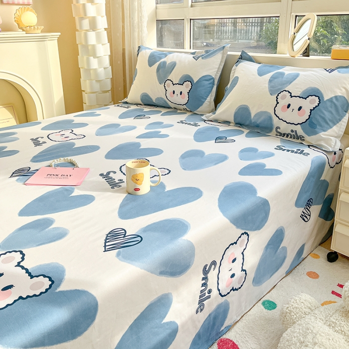 91家纺网 家纺一手货源 找家纺 铭成家纺 2024新款全棉小清新系列单床单 波波熊