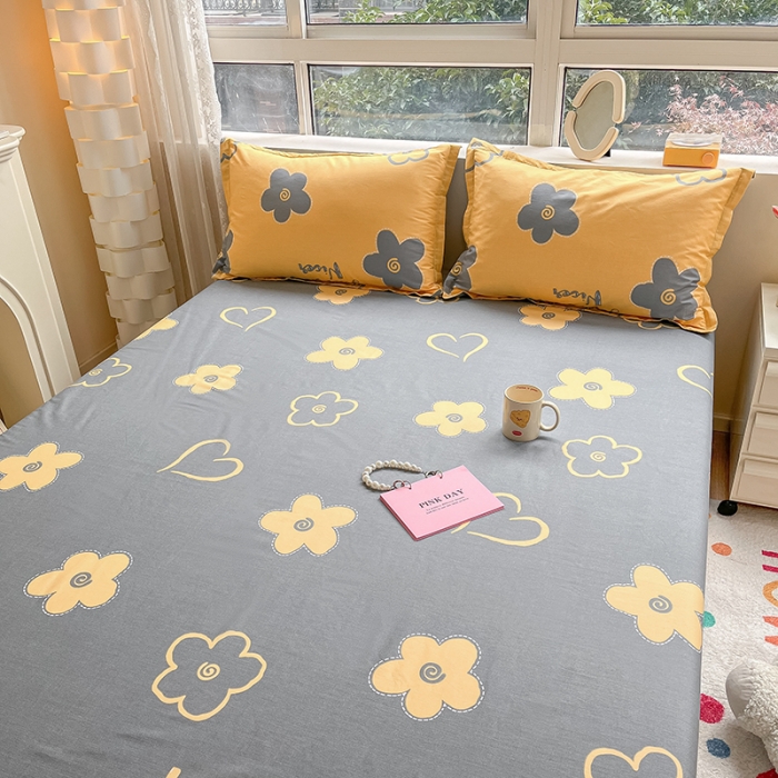 91家纺网 家纺一手货源 找家纺 铭成家纺 2024新款全棉小清新系列单床单 花怡梦-黄