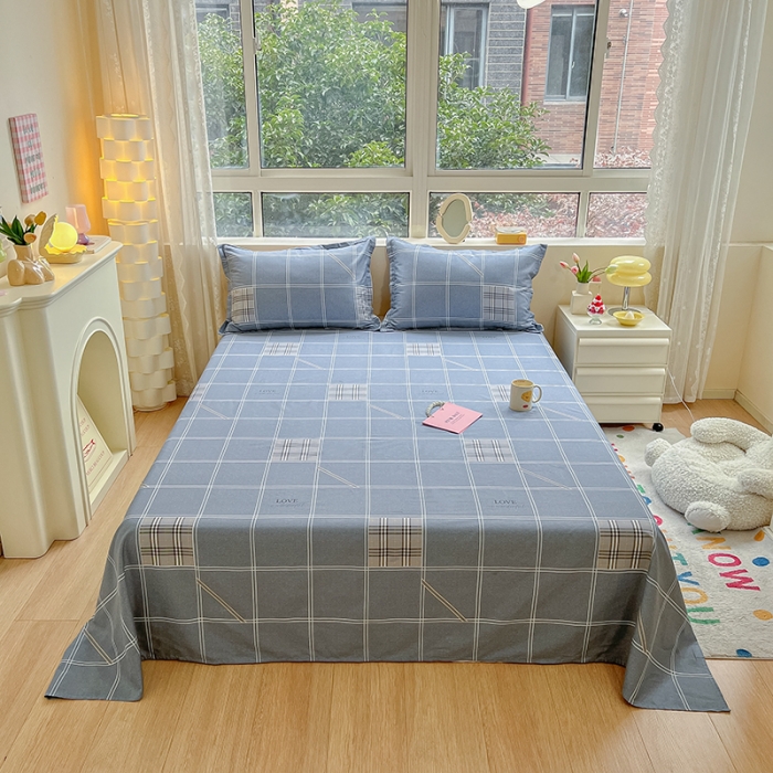 91家纺网 家纺一手货源 找家纺 铭成家纺 2024新款全棉小清新系列单床单 曼城时光