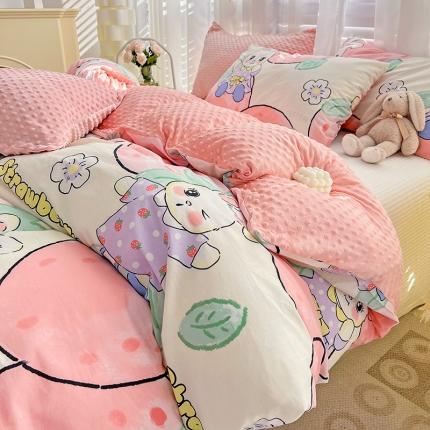 91家纺网 家纺一手货源 找家纺 （总）梦家居 2023新款全棉加安抚豆豆绒被套两件套三件套