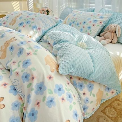 91家纺网 家纺一手货源 找家纺 （总）梦家居 2023新款全棉加安抚豆豆绒被套两件套三件套