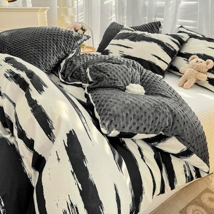 91家纺网 家纺一手货源 找家纺 （总）梦家居 2023新款全棉加安抚豆豆绒被套两件套三件套