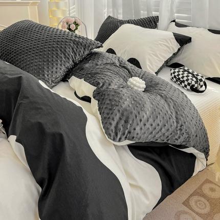 91家纺网 家纺一手货源 找家纺 （总）梦家居 2023新款全棉加安抚豆豆绒被套两件套三件套