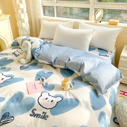 91家纺网 家纺一手货源 找家纺 铭成家纺 2024新款全棉小清新系列单被套（预留缩水） 波波熊