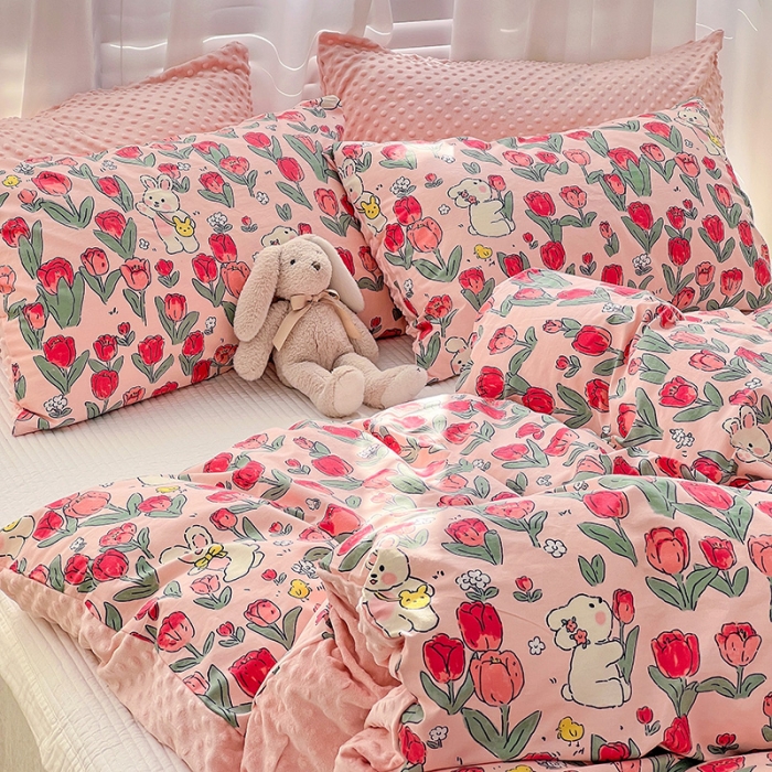 91家纺网 家纺一手货源 找家纺 （总）梦家居 2023新款全棉加安抚豆豆绒被套两件套三件套