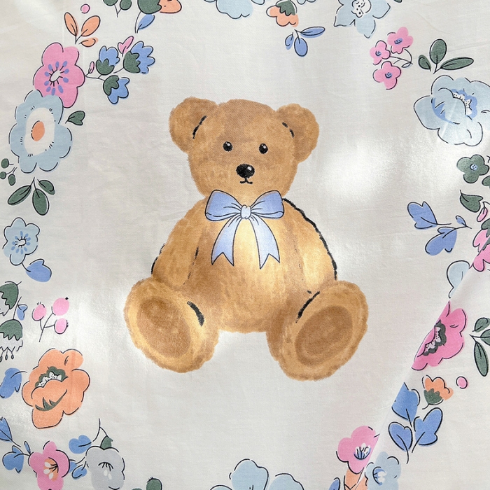 91家纺网 家纺一手货源 找家纺 梦家居 2023新款全棉加安抚豆豆绒被套两件套三件套 花环小熊