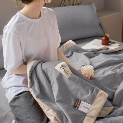 鸣升 新款全棉纯色水洗棉棉花夏凉被夏被空调被 暗灰