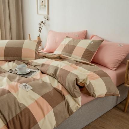 91家纺网 家纺一手货源 找家纺 （总）富瑞阁 2024新款全棉无印条格系列四件套