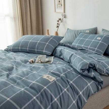 91家纺网 家纺一手货源 找家纺 （总）富瑞阁 2024新款全棉无印条格系列四件套