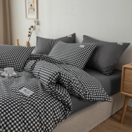 91家纺网 家纺一手货源 找家纺 （总）富瑞阁 2024新款全棉无印条格系列四件套