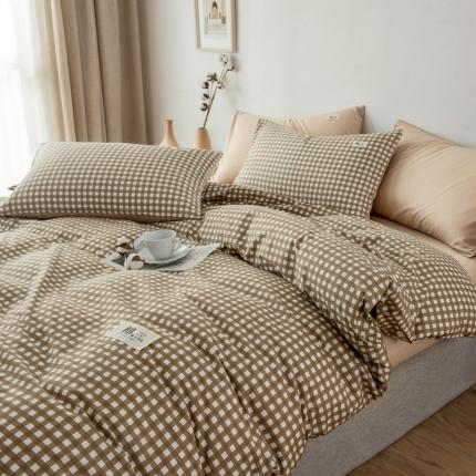 91家纺网 家纺一手货源 找家纺 （总）富瑞阁 2024新款全棉无印条格系列四件套