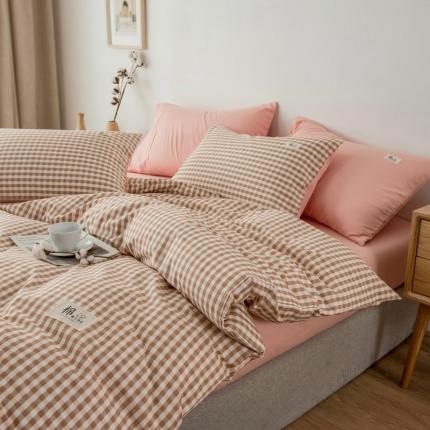 91家纺网 家纺一手货源 找家纺 （总）富瑞阁 2024新款全棉无印条格系列四件套