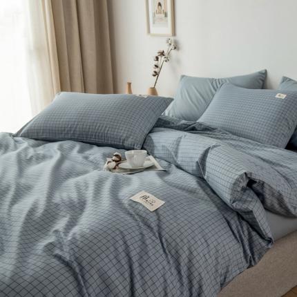 91家纺网 家纺一手货源 找家纺 （总）富瑞阁 2024新款全棉无印条格系列四件套