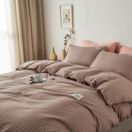 91家纺网 家纺一手货源 找家纺 （总）富瑞阁 2024新款全棉无印条格系列四件套