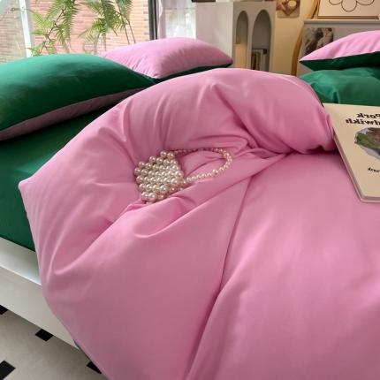 91家纺网 家纺一手货源 找家纺 阿曼达 2023年新款纯色双拼北欧风简约四件套 冰美式