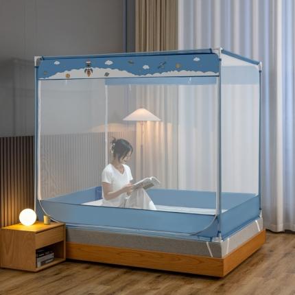 91家纺网 家纺一手货源 找家纺 （总）青竹苑 2023新款双门全底外穿坐床式蚊帐儿童防摔防蚊拉链方帐