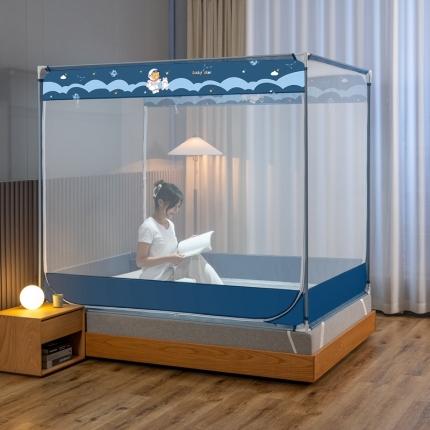 91家纺网 家纺一手货源 找家纺 （总）青竹苑 2023新款双门全底外穿坐床式蚊帐儿童防摔防蚊拉链方帐