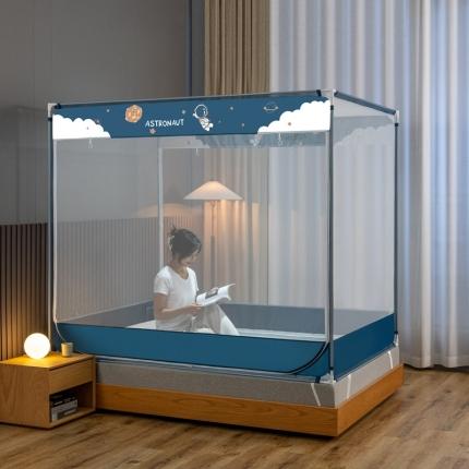 91家纺网 家纺一手货源 找家纺 （总）青竹苑 2023新款双门全底外穿坐床式蚊帐儿童防摔防蚊拉链方帐