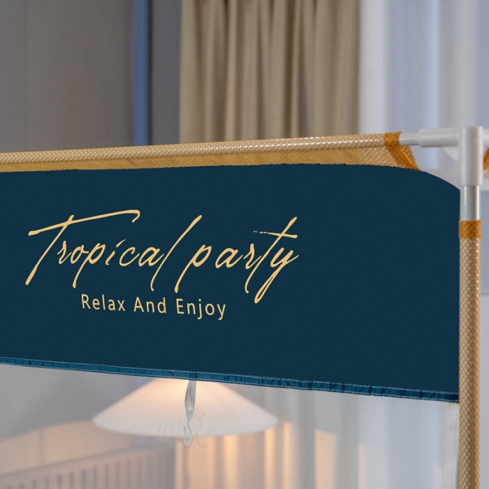 91家纺网 家纺一手货源 找家纺 青竹苑 2023新款双门全底外穿坐床式蚊帐儿童防摔防蚊拉链方帐 简约蓝